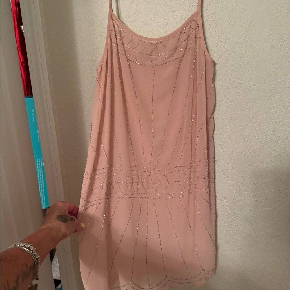 Free people sheer with beading  tank top